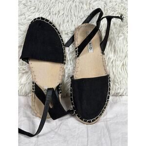 Torrid Faux Suede Espadrilles Sandals Slip On Comfort Size 7 Wide Black
